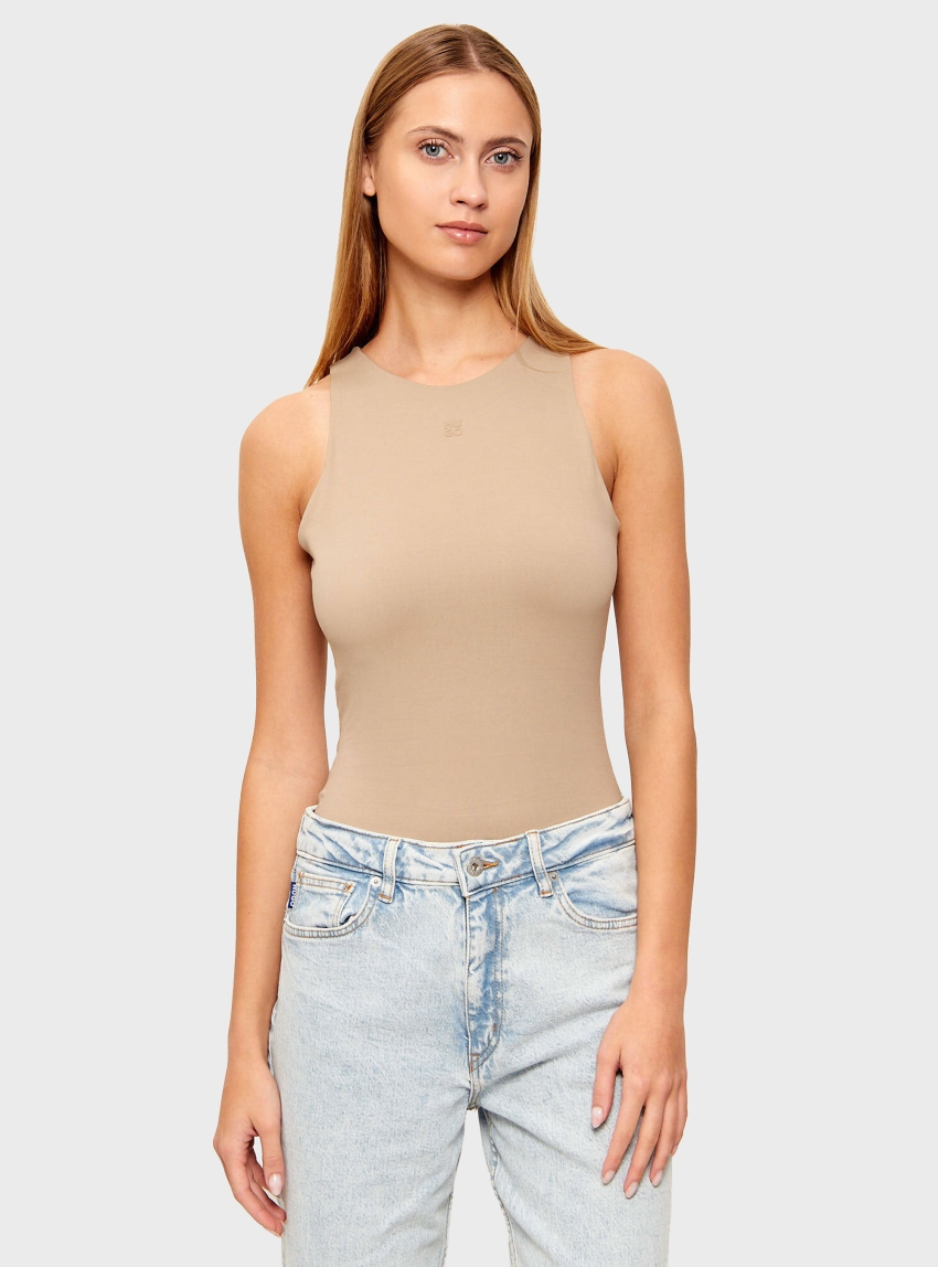 HUGO Stretch-Jersey Bodysuit With Stacked Logo  Dasiel - Light Beige
