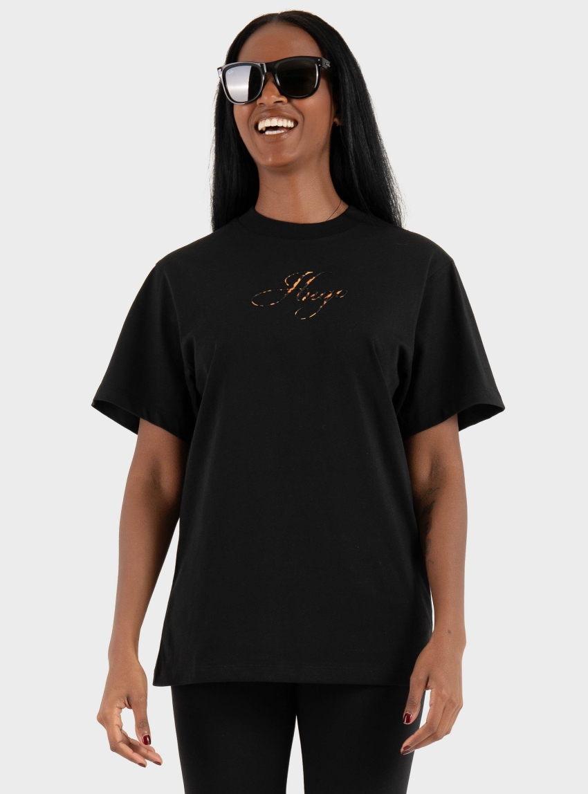 HUGO Cotton-Jersey T-Shirt With Logo Artwork Vintage Tee_23 - Black