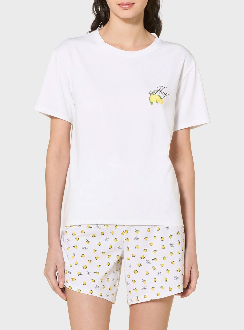 HUGO Stretch-Jersey Pyjama T-Shirt With Logo Print CASUAL T-SHIRT - White