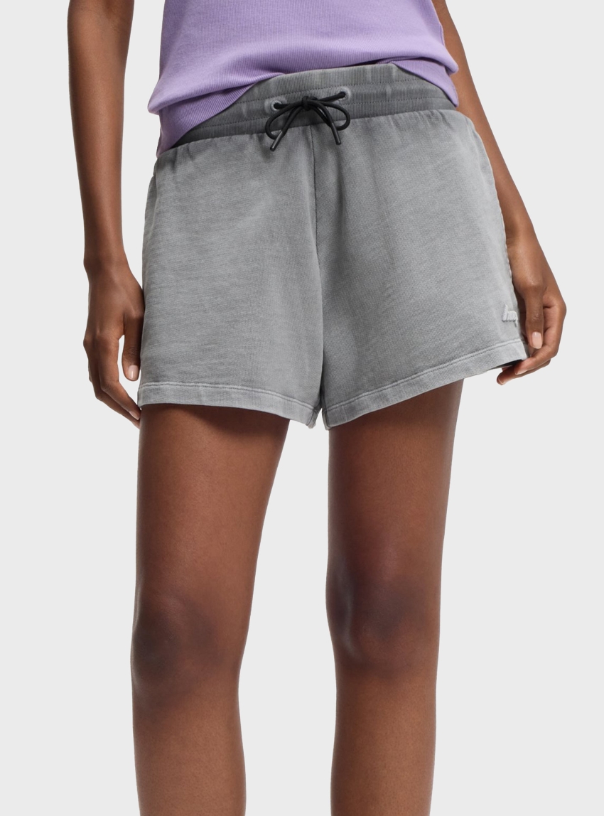 HUGO Relaxed-Fit Shorts In Cotton Terry With Embossed Logo Norlina_B_1 - Washed Black