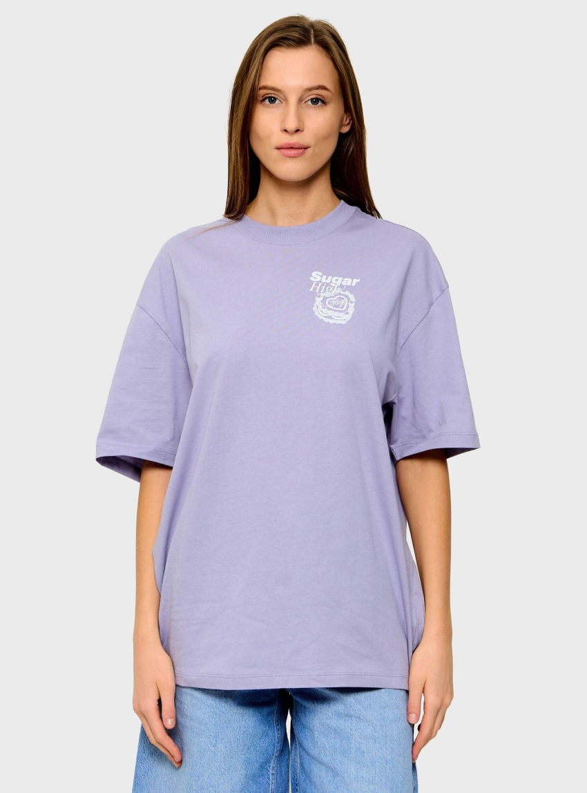 HUGO Cotton-Jersey T-Shirt With Printed Artwork  Oversized_Tee_B_10 - Purple