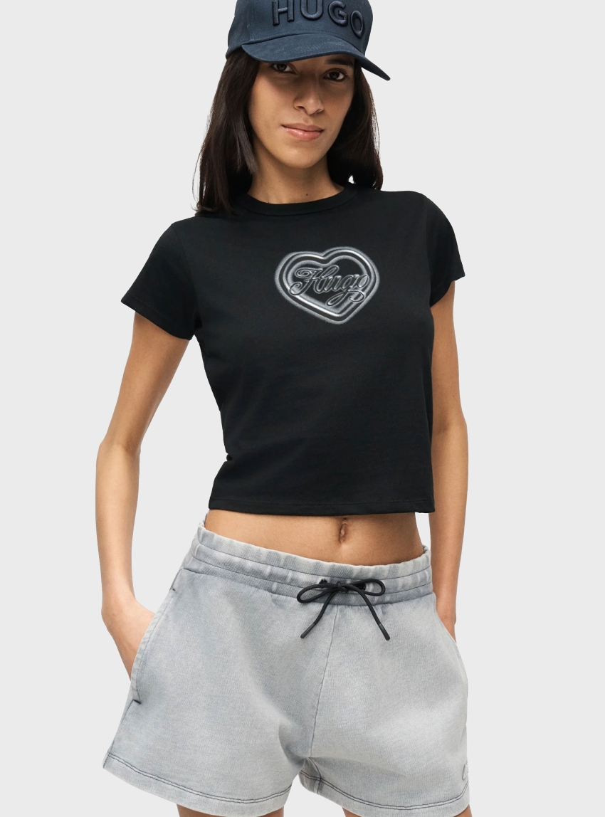 HUGO Cotton-Jersey T-Shirt With Printed Artwork  Dichroma_B - Black