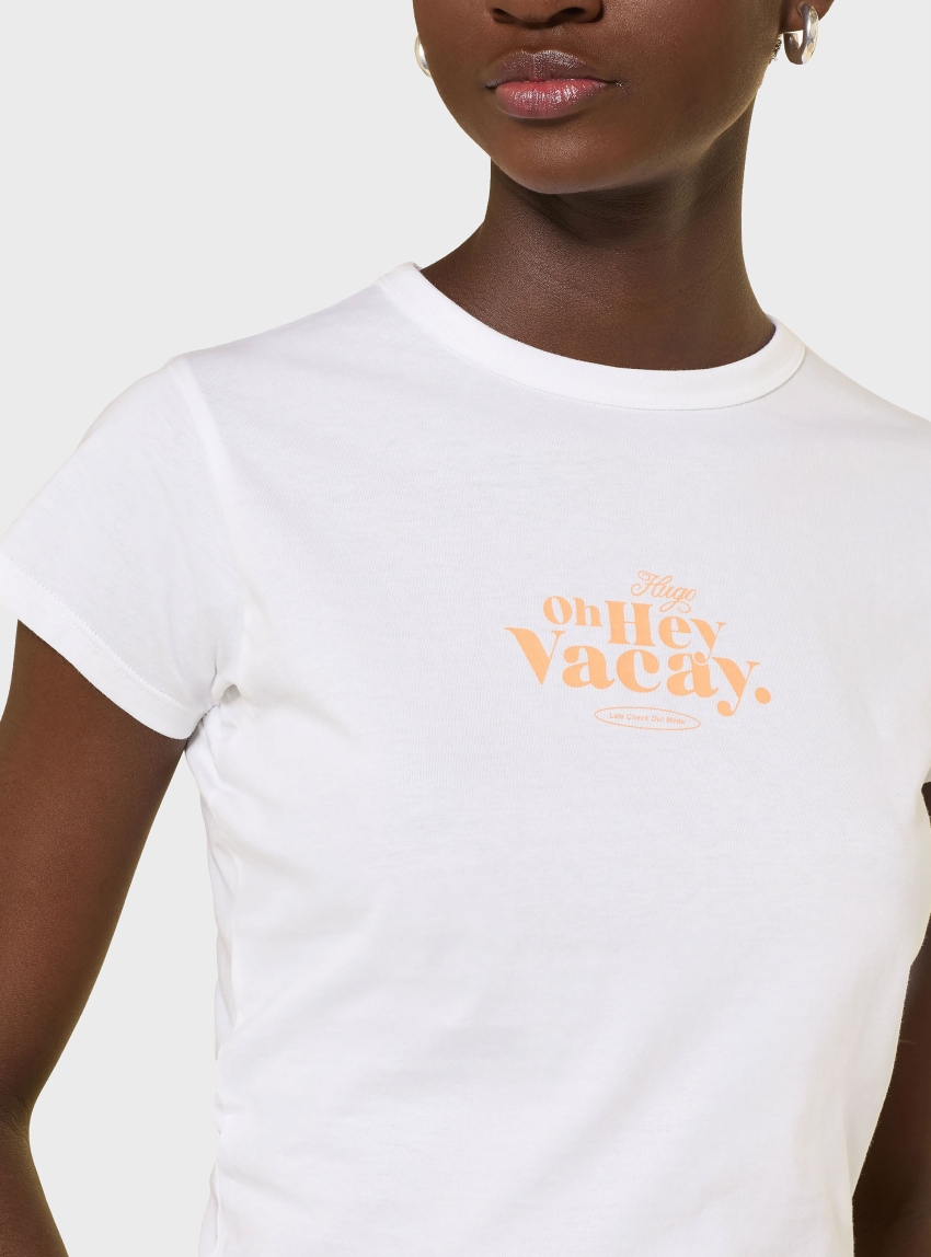 HUGO Cotton-Jersey T-Shirt With Printed Artwork  Dichroma_B - White