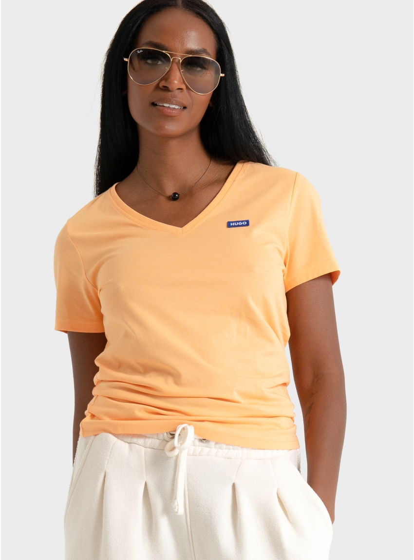 HUGO Slim-Fit V-Neck T-Shirt Classic V_B - Orange