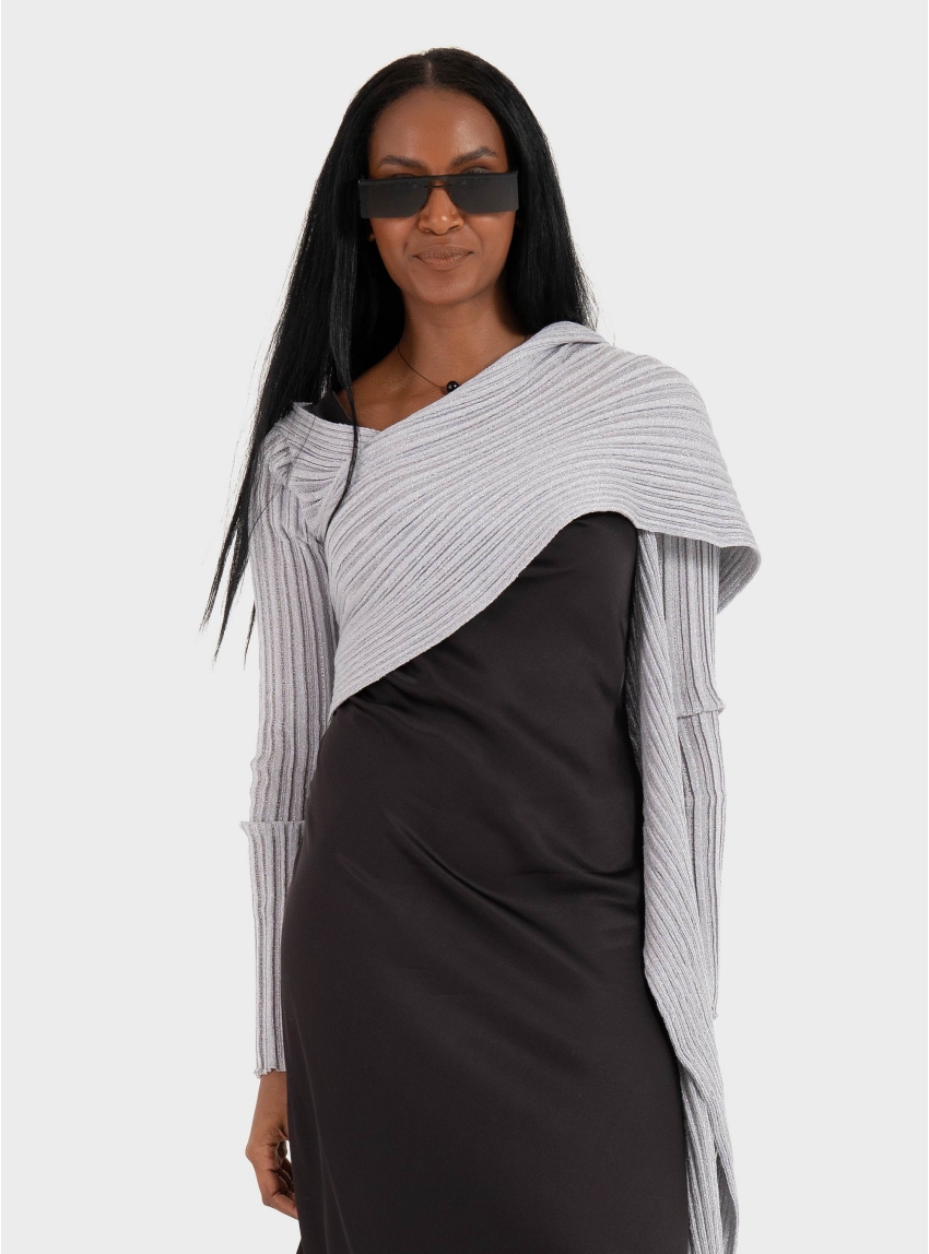 Ioanna Kourbela 2550 Lurex Dianalux Cardigan - Light Grey