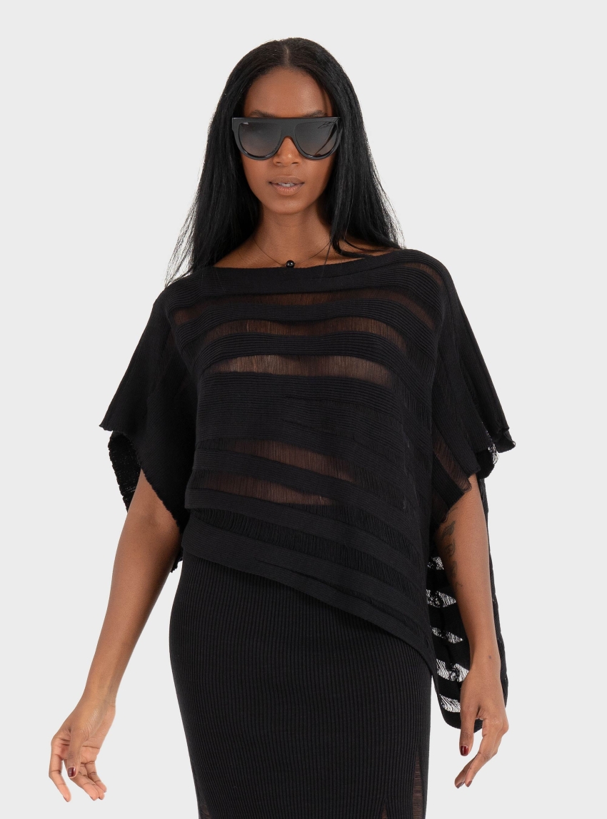 Ioanna Kourbela ''Magic Sunsets'' Knit 
Oversized Asymmetrical Top - Black