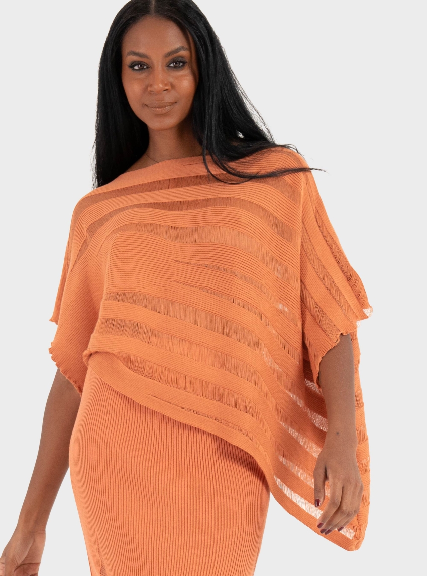 Ioanna Kourbela ''Magic Sunsets'' Knit 
Oversized Asymmetrical Top - Orange