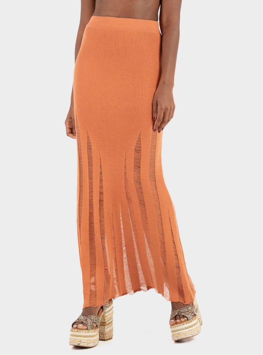 Ioanna Kourbela ''Magic Sunsets'' Knit 
Midi Skirt - Orange