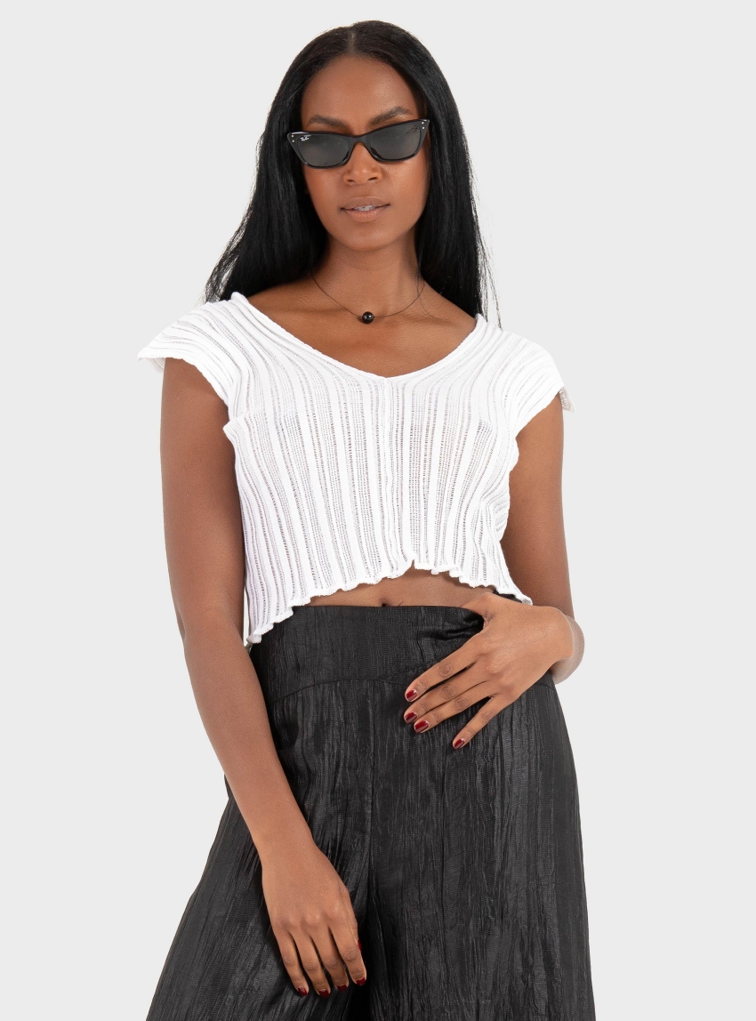 Ioanna Kourbela ''Archetypes'' Knit Crop Top - White