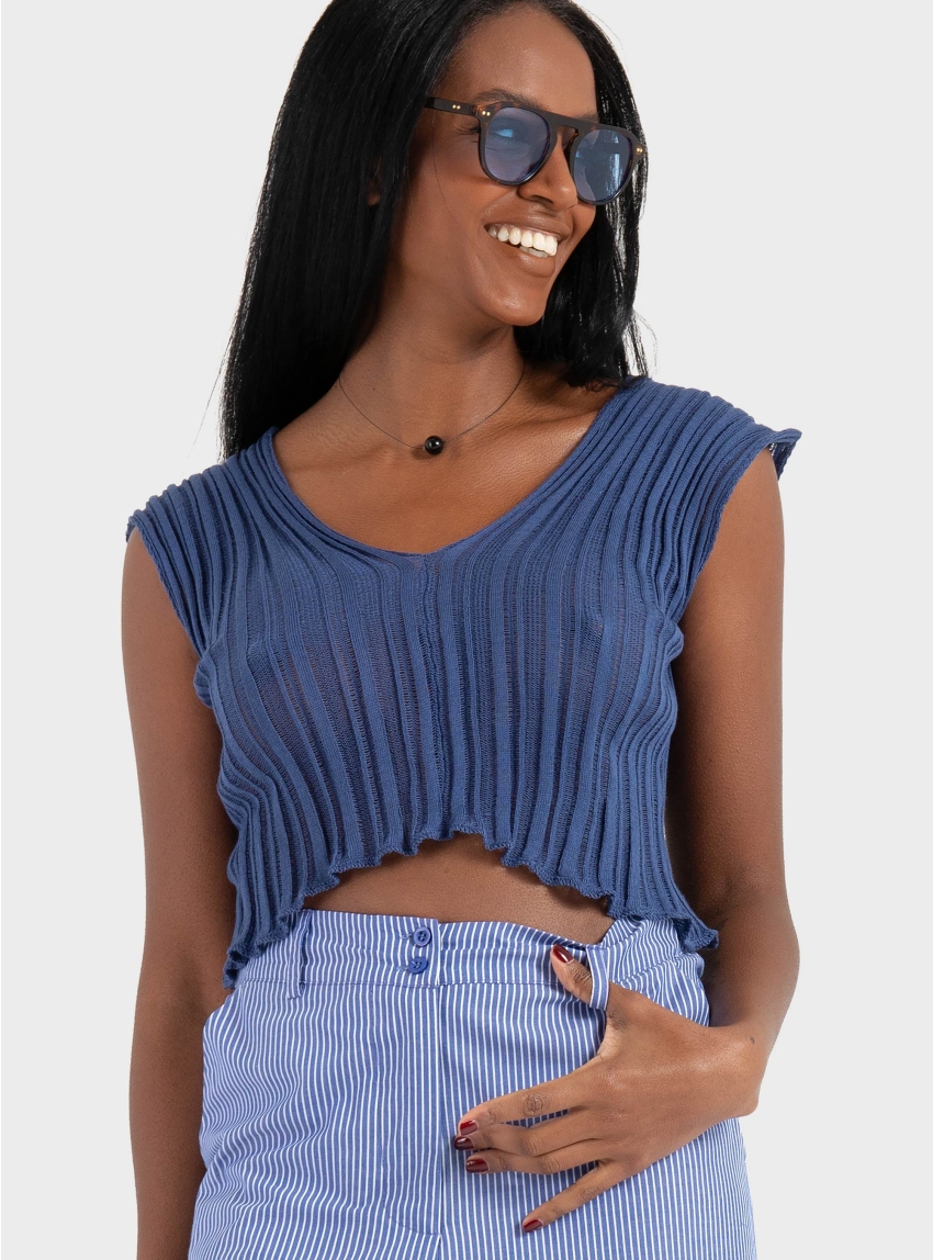 Ioanna Kourbela ''Archetypes'' Knit Crop Top - Navy