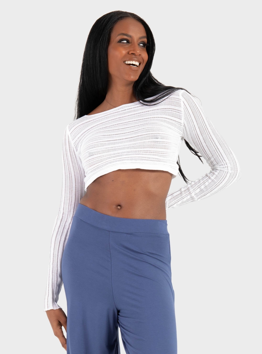 Ioanna Kourbela ''Archetypes'' Knit Longsleeve Crop Top - White