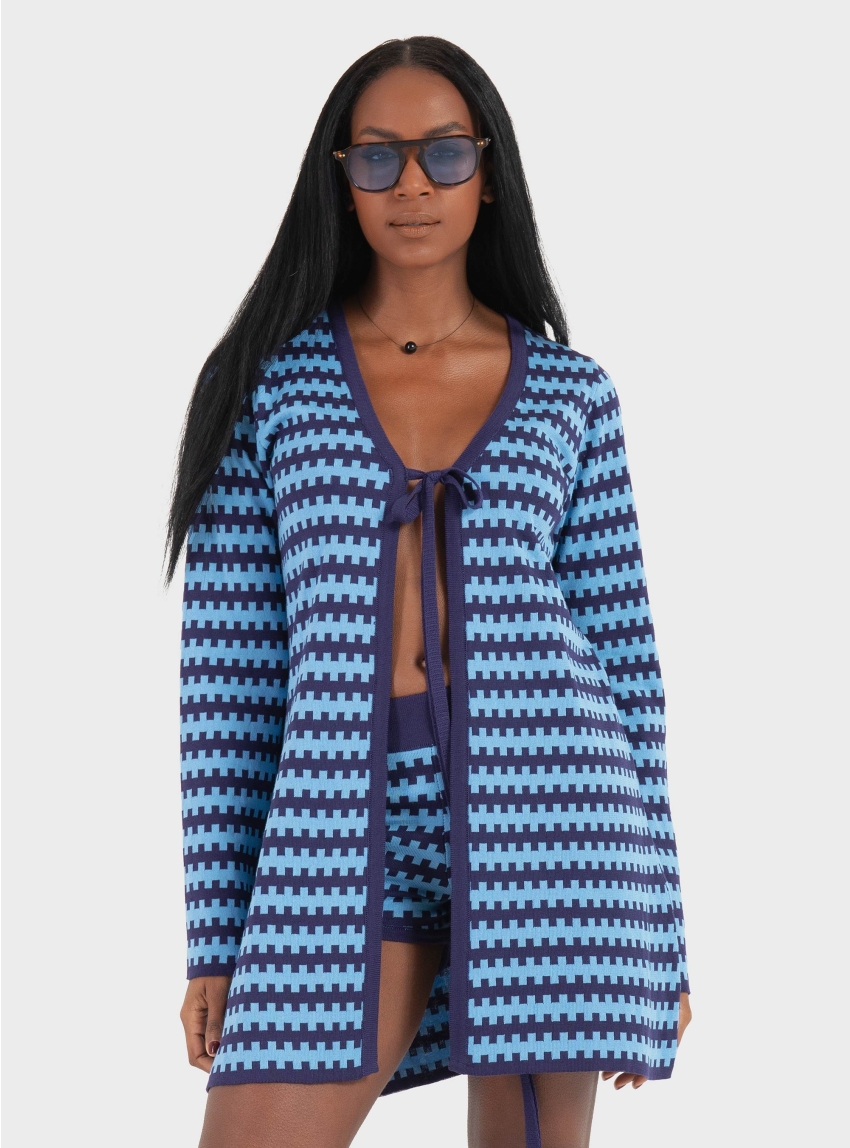 Ioanna Kourbela ''Vintage Love'' Knit Jacquard Cardigan - Light Blue