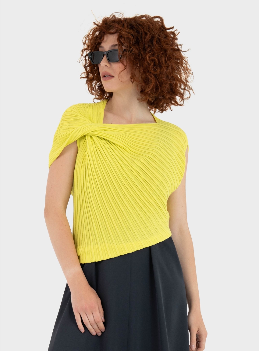 Ioanna Kourbela ''Seashells'' Knit Draped Top - Lime