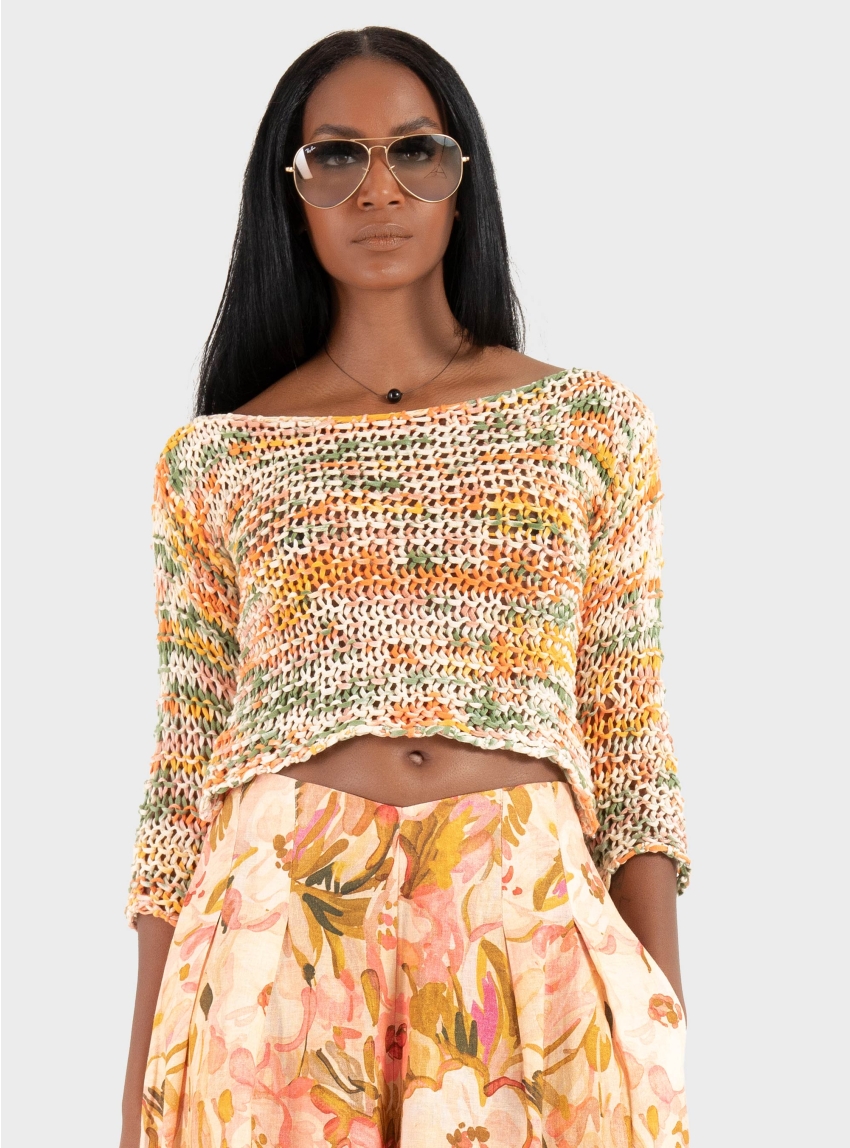 Ioanna Kourbela ''Handmade Garden'' Knit Longsleeve Blouse - Multi Colors