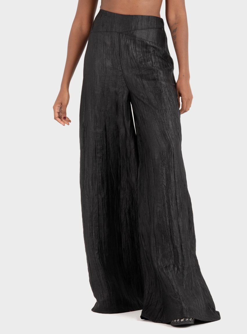 Ioanna Kourbela "Moonlight Reflections" Palazzo Trousers 
With Elastic Waist - Black