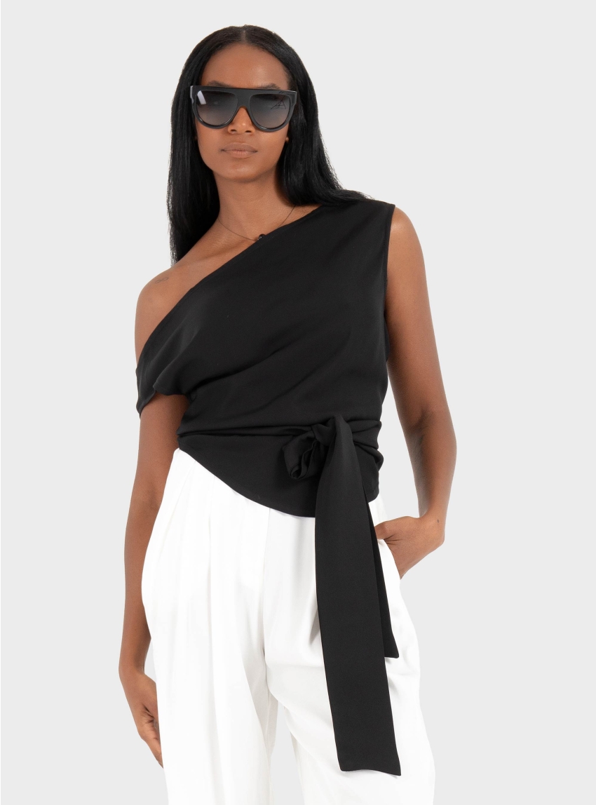 Ioanna Kourbela '"Secret Pleats" Bothways Wrap Top - Black