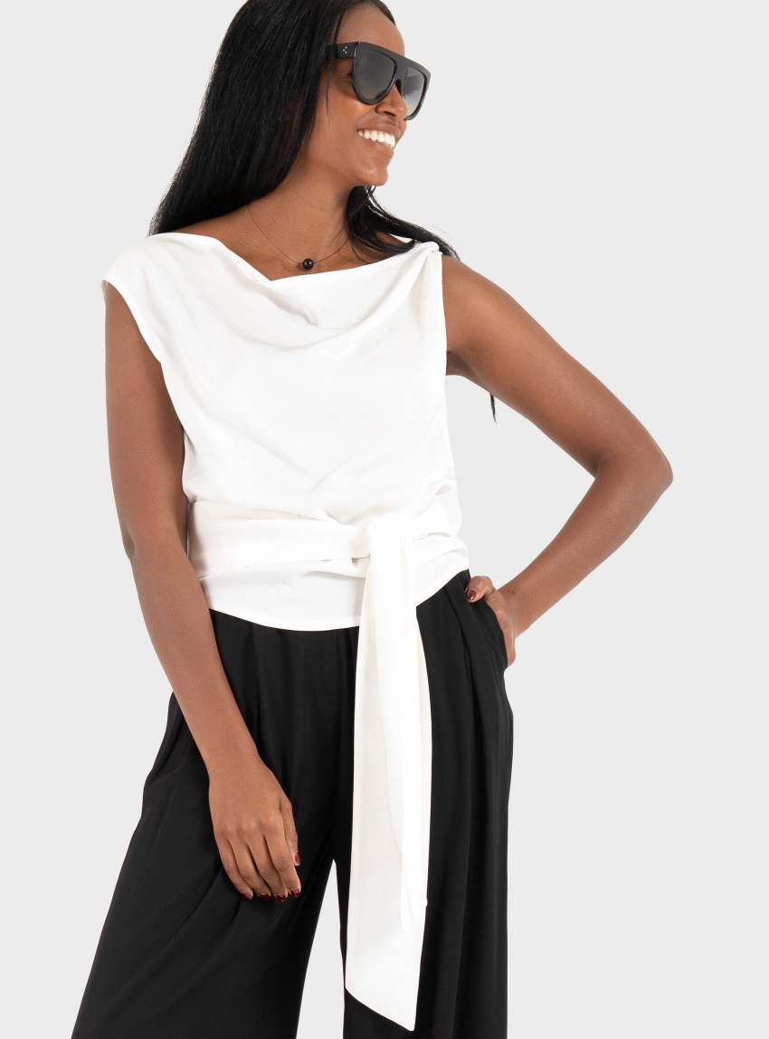 Ioanna Kourbela '"Secret Pleats" Bothways Wrap Top - Off White