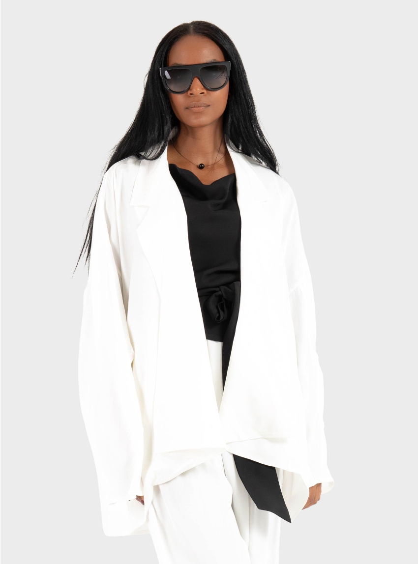 Ioanna Kourbela "Secret Pleats " Oversized Jacket With Pleats - Off White