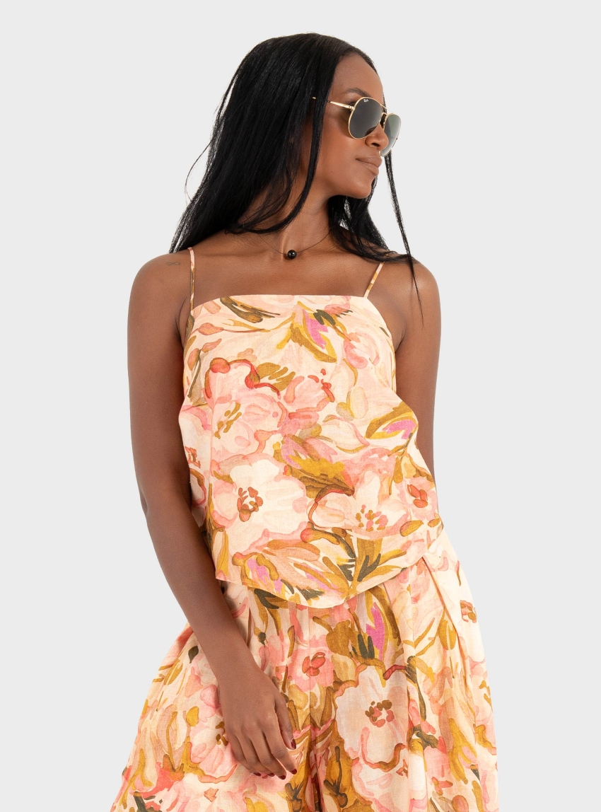 Ioanna Kourbela "Linen Bouquet" Tied Top - Floral