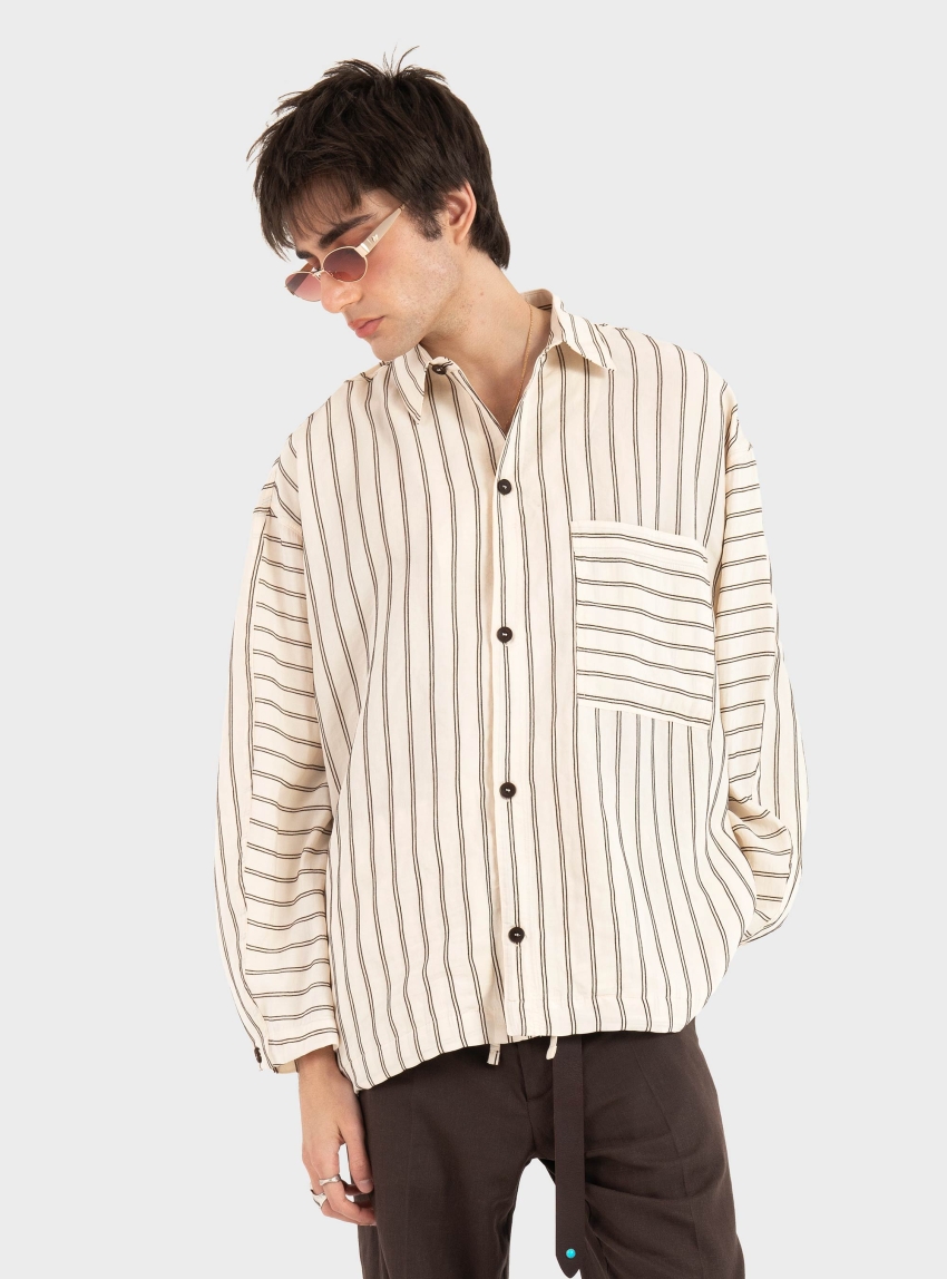 I'm Brian  Oversized Shirt - Beige