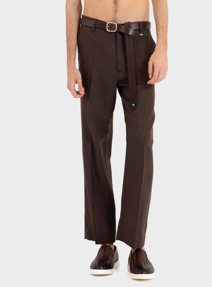 I'm Brian  Linen Pants - Dark Brown