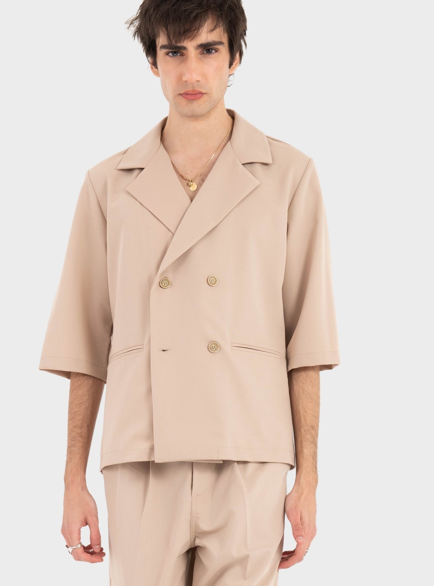 Gianni Lupo Double Breasted Blazer - Beige