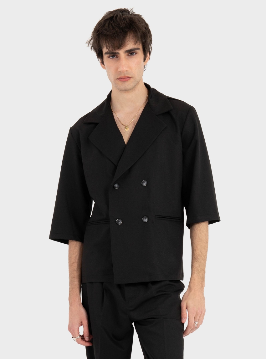 Gianni Lupo Double Breasted Blazer - Black