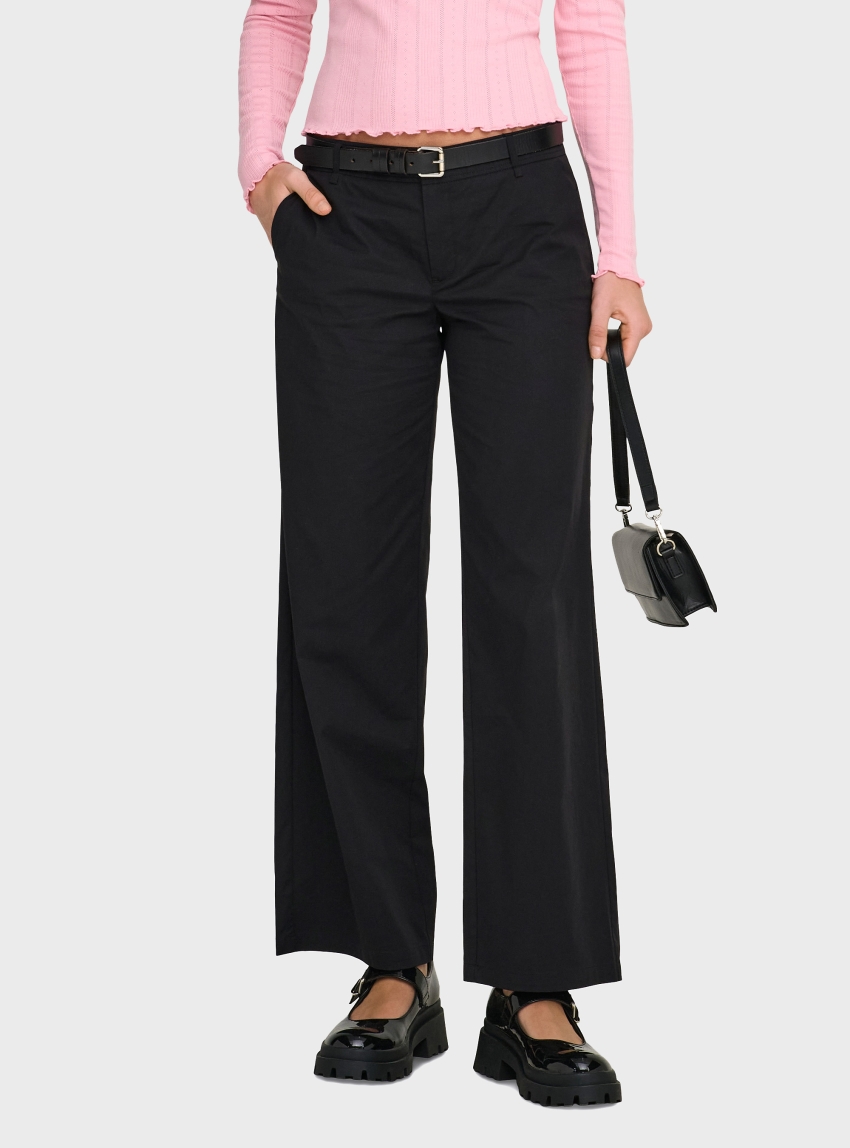 Only Tanny Low Waist Wide Chino Pants - Black