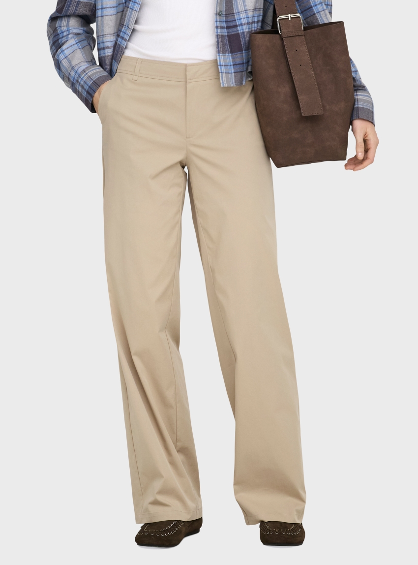 Only Tanny Low Waist Wide Chino Pants - Beige