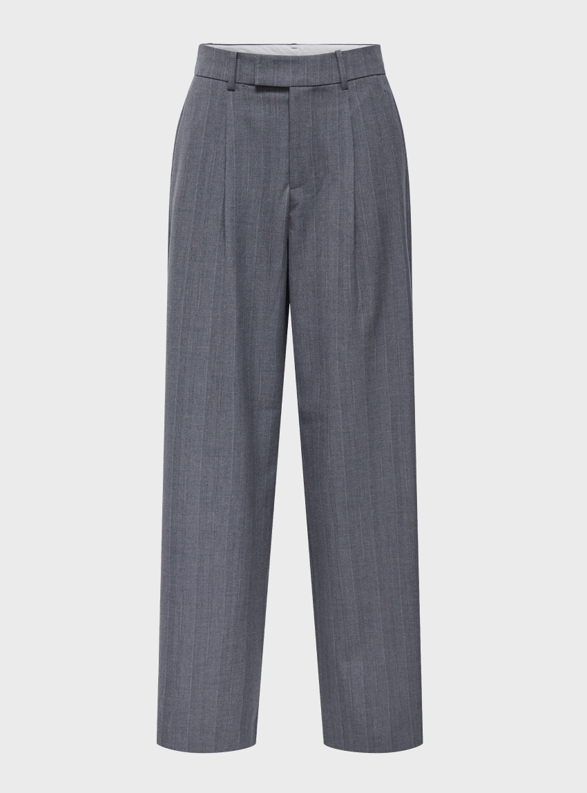 Only Jackie High Waist Wide Pinst Pants - Medium Grey Melange