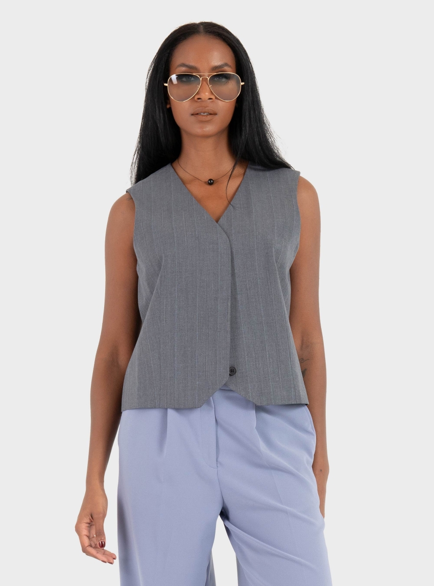 Only Jackie Pinst Waistcoat - Medium Grey Melange
