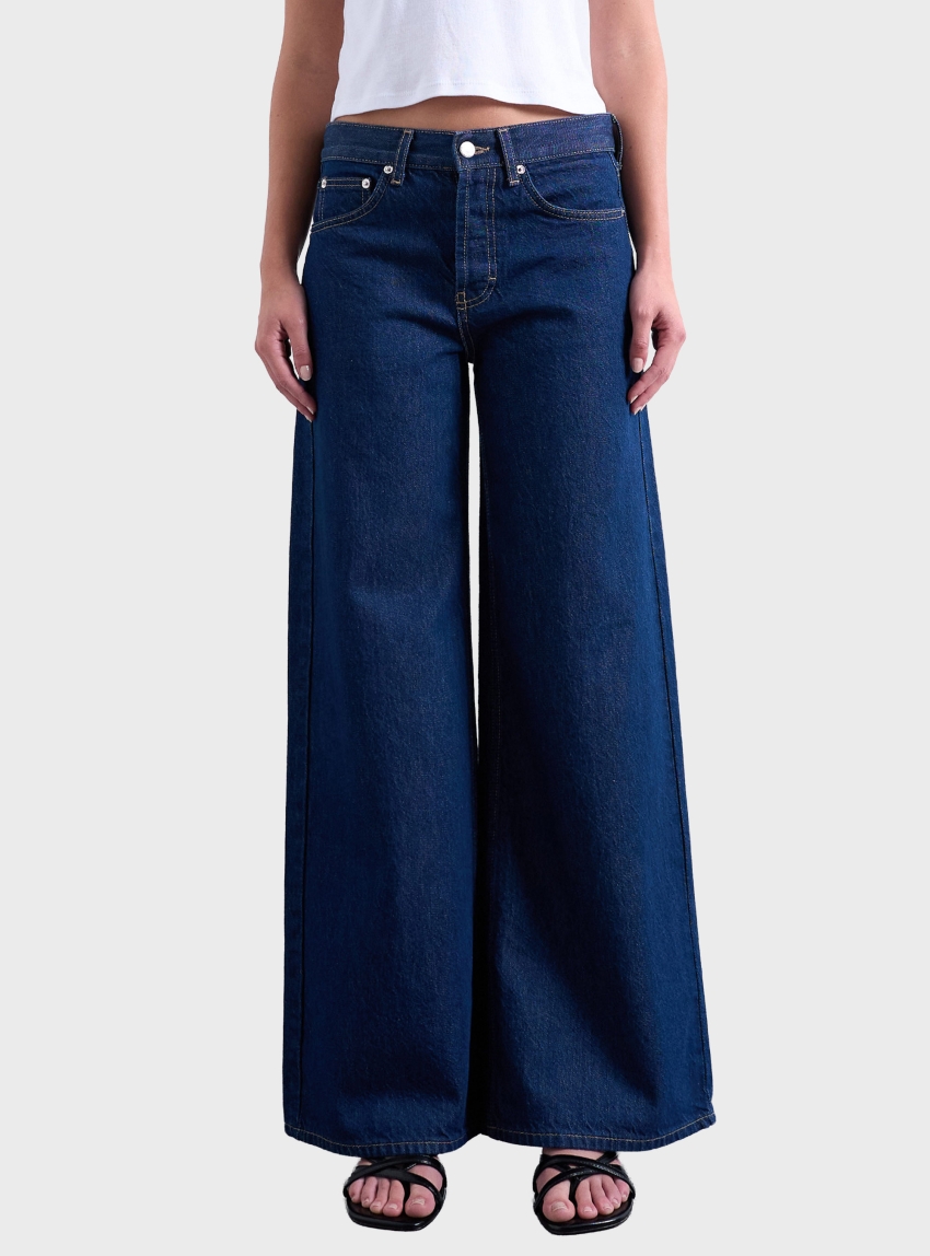 Topshop Clara Mid Rose Wide Jeans - Indigo Denim