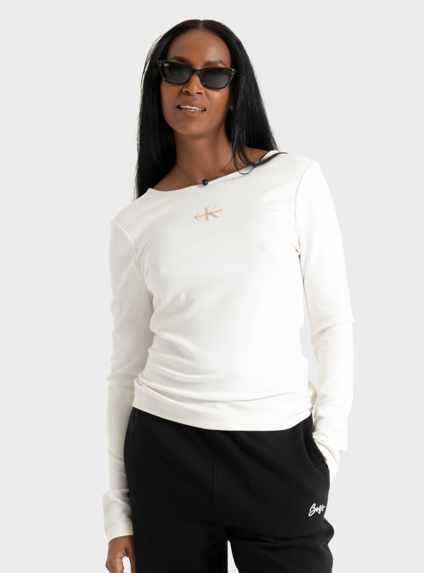 Calvin Klein Monologo U-Back T-Shirt - Off White