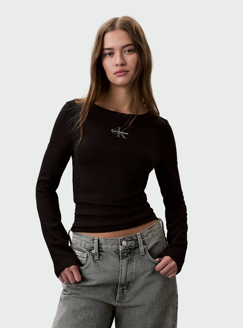 Calvin Klein Monologo U-Back T-Shirt - Black