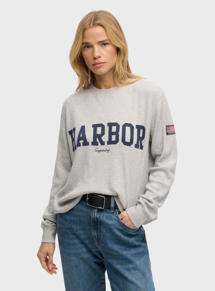 Superdry Athletic Essential Graphic Long Sleeve Top - Light Grey Melange