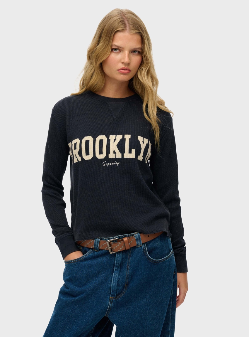 Superdry Athletic Essential Graphic Long Sleeve Top - Dark Blue