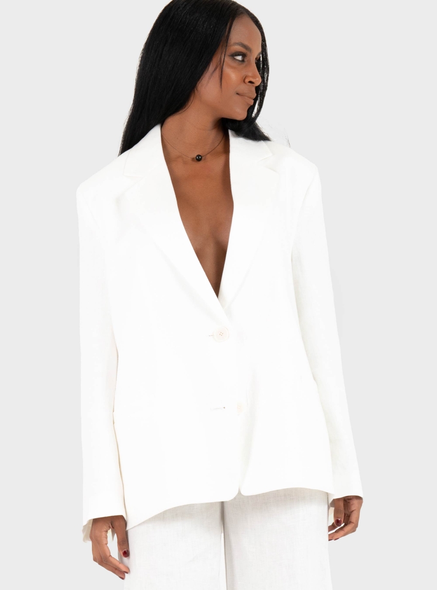 Drykorn Iverly Pure Linen Oversized Blazer - Off White
