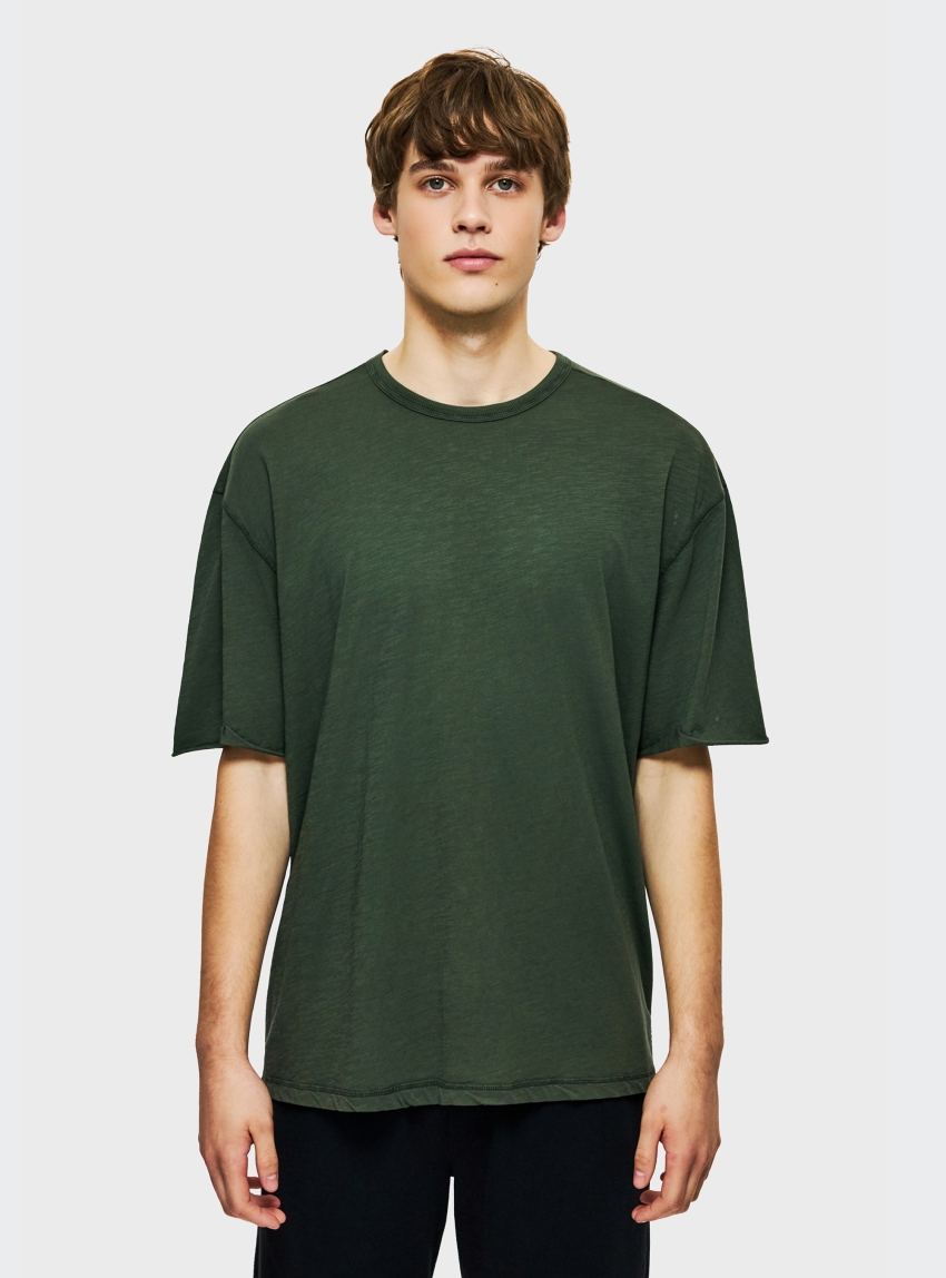 Dirty Laundry Oversized T-Shirt With Stitches - Khaki