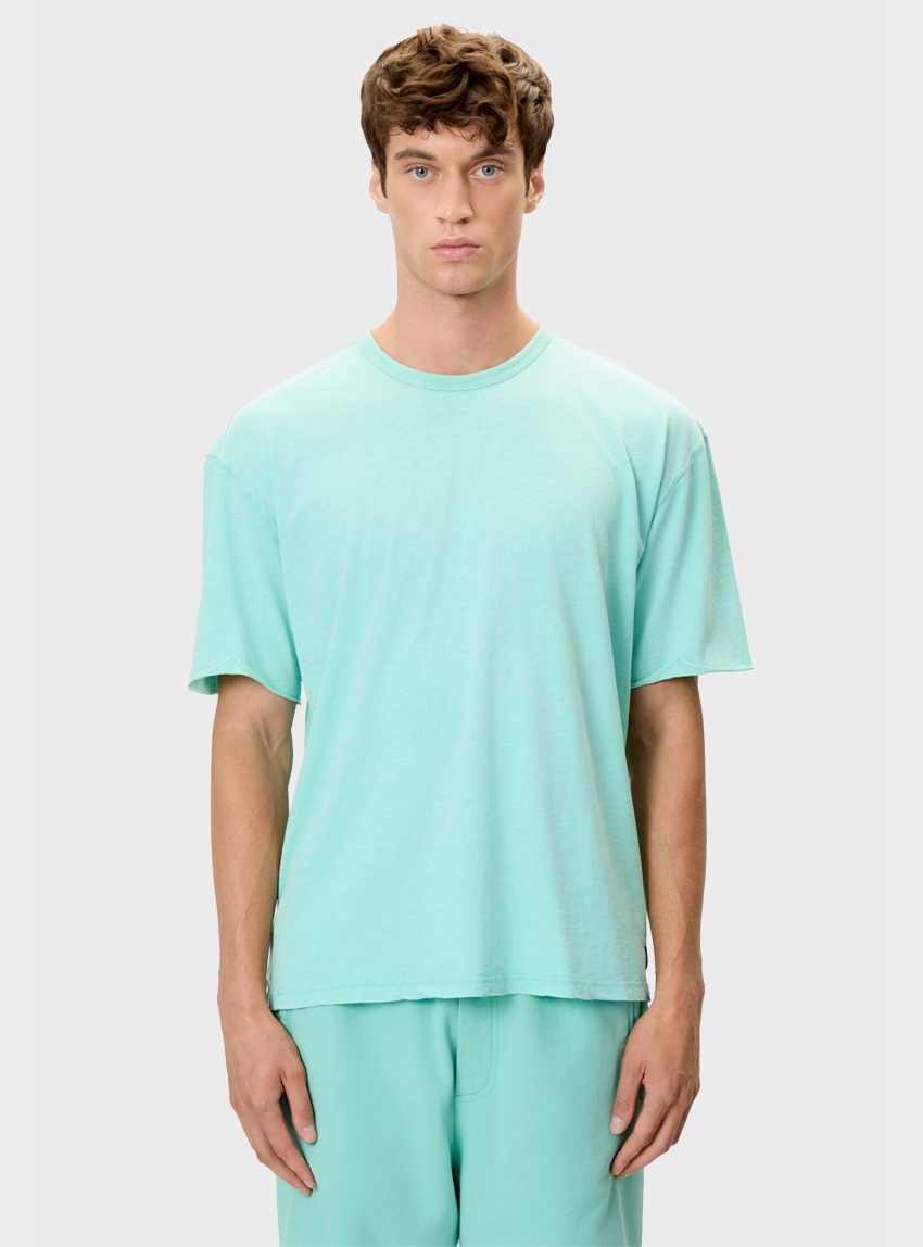 Dirty Laundry Oversized T-Shirt With Stitches - Light Aquamarine