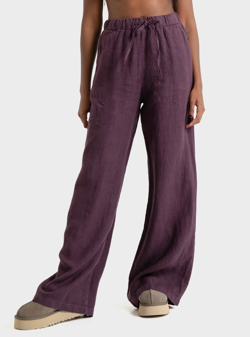 Dirty Laundry Linen Pants - Aubergine