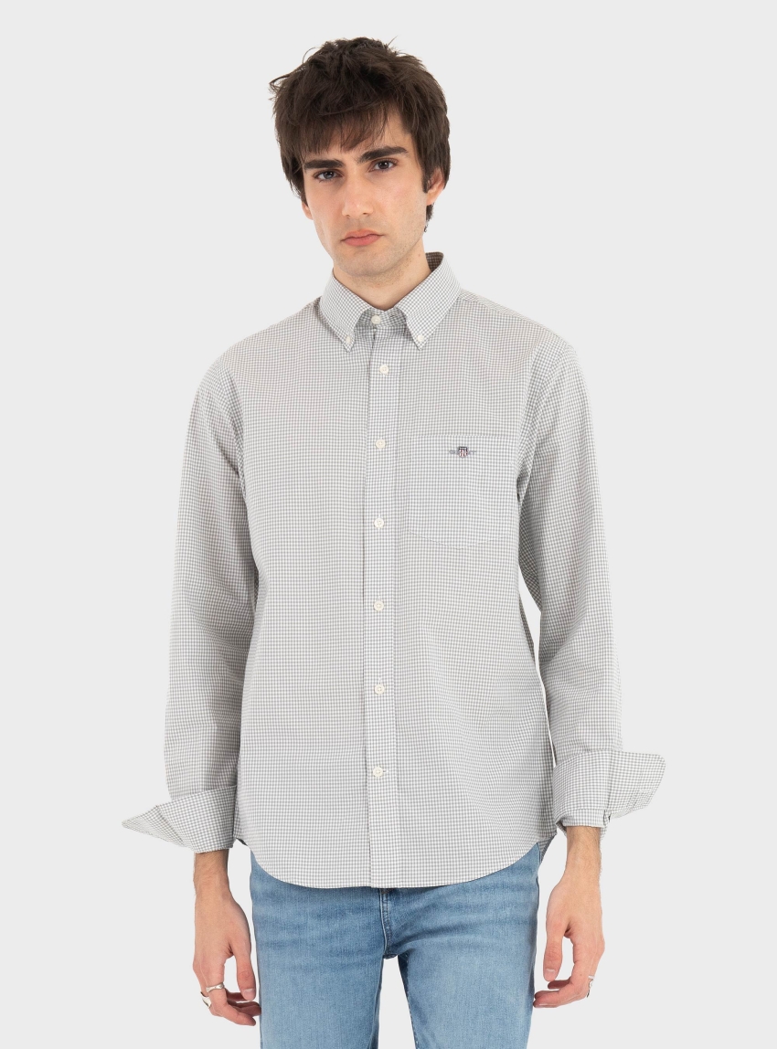 Gant Gingham Classic Poplin Shirt - Light Beige