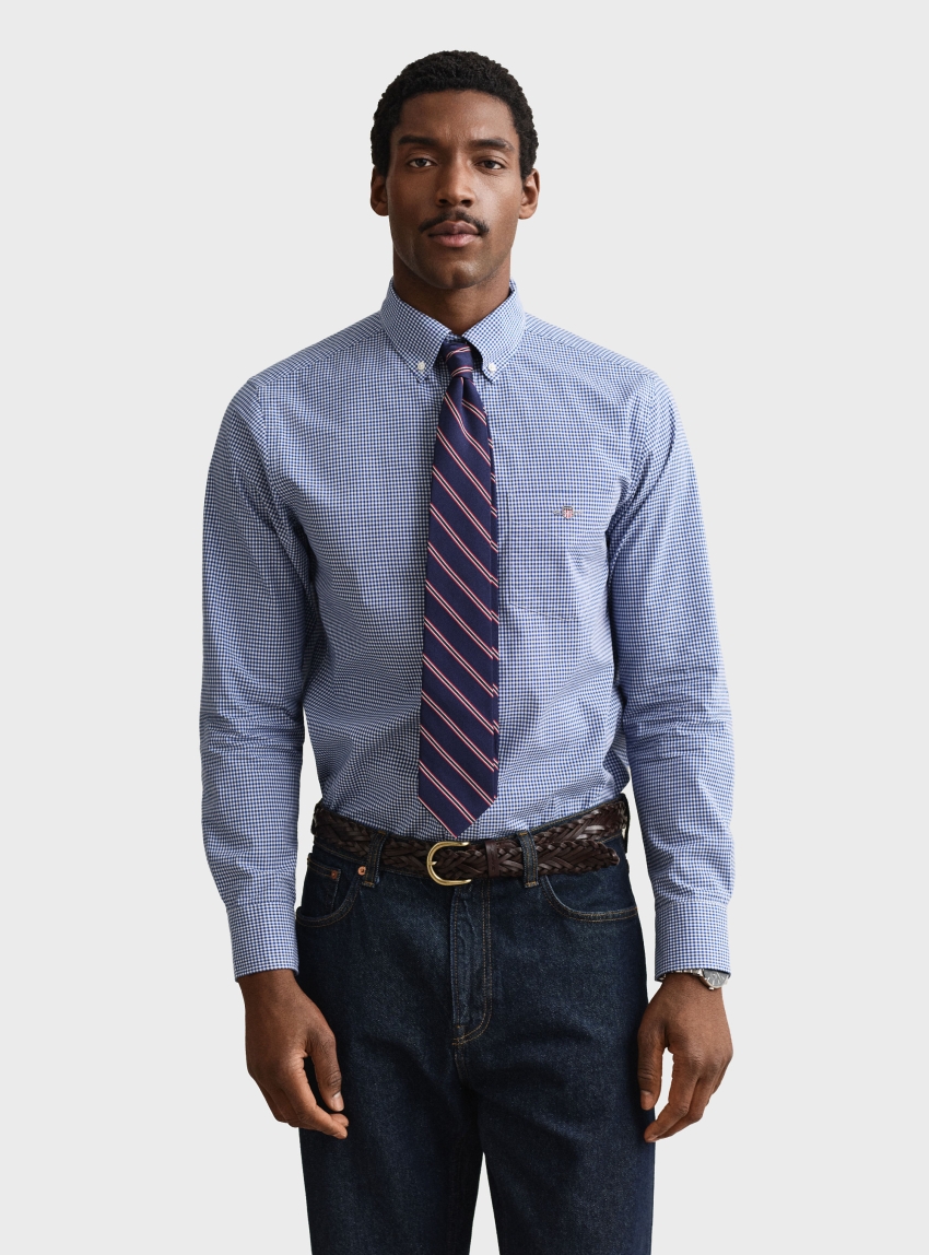 Gant Gingham Classic Poplin Shirt - Sky Blue