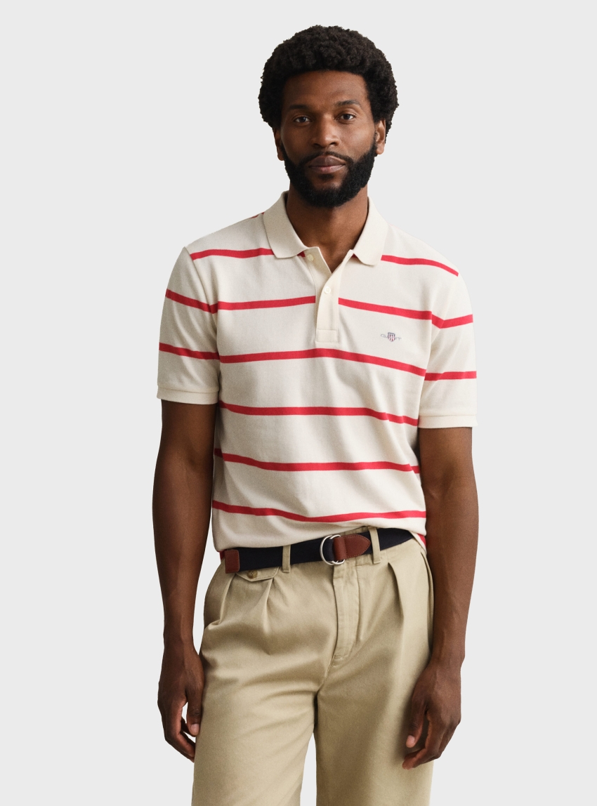 Gant Striped Polo Shirt - Ivory