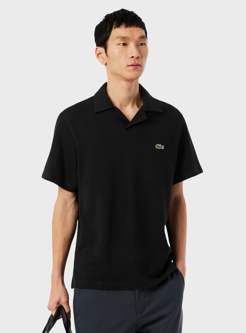 Lacoste Classic Fit Cotton-Linen Polo - Black