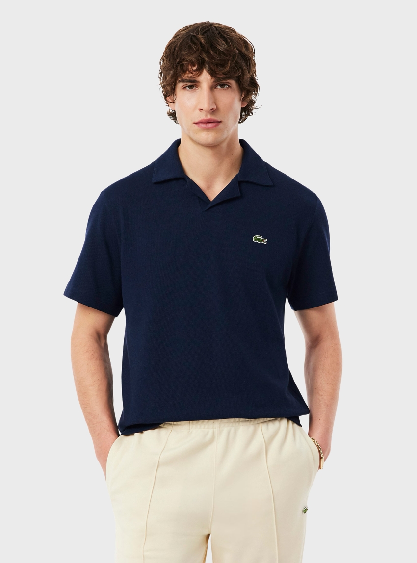Lacoste Classic Fit Cotton-Linen Polo - Navy