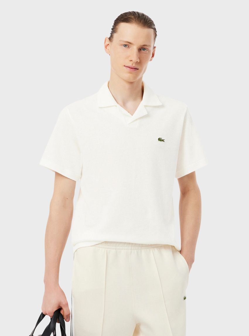 Lacoste Classic Fit Cotton-Linen Polo - Off White