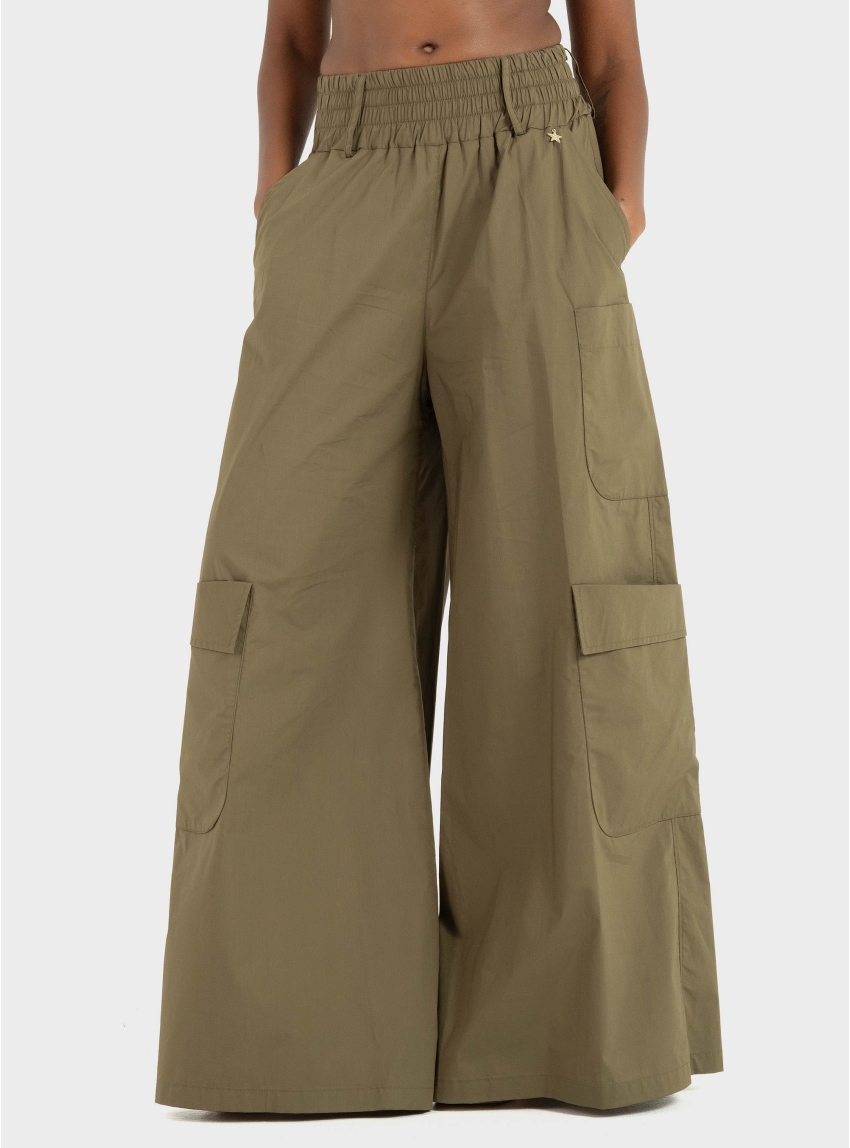 Souvenir Wide Leg Cargo Pants - Olive