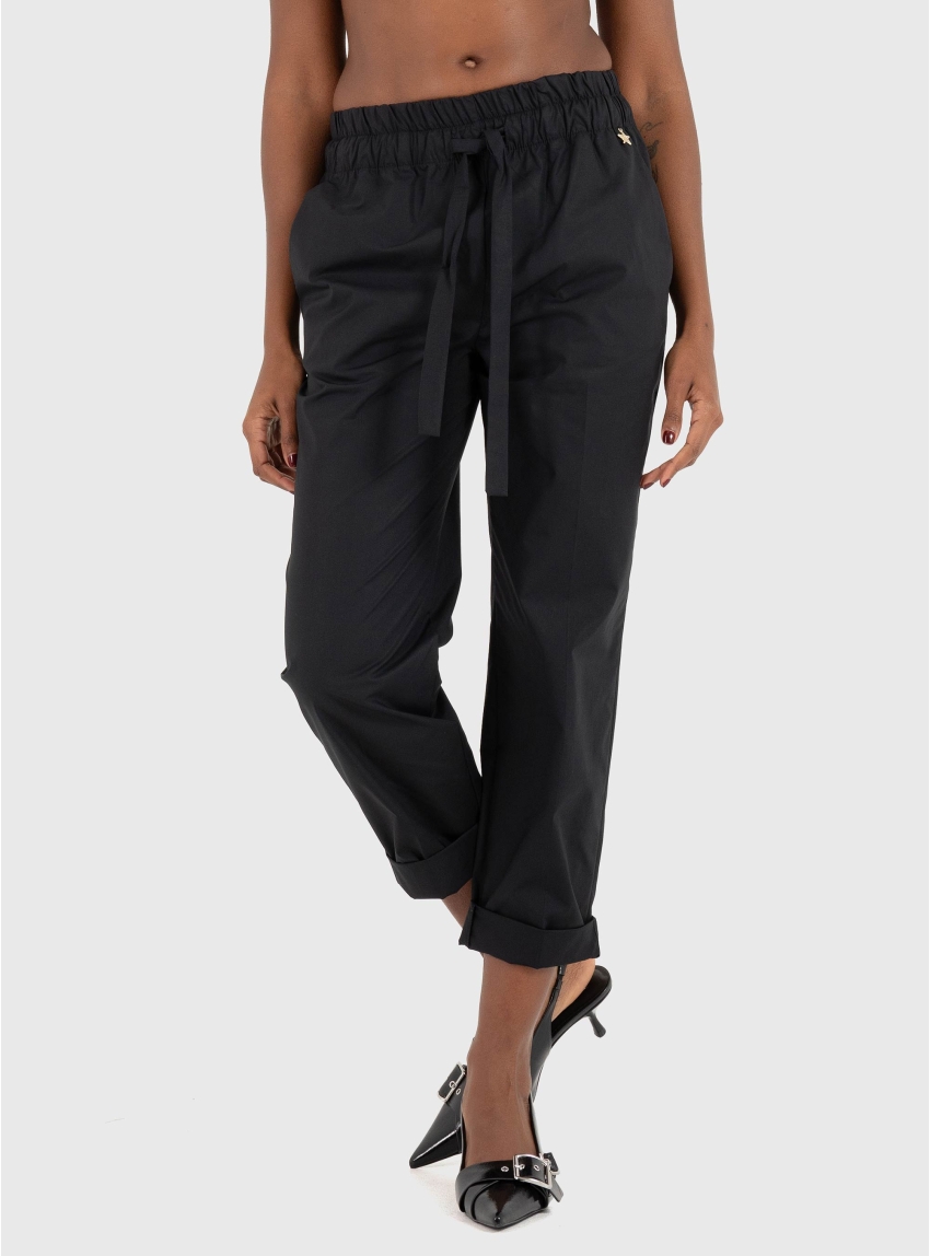 Souvenir Cropped Cotton Pants - Black