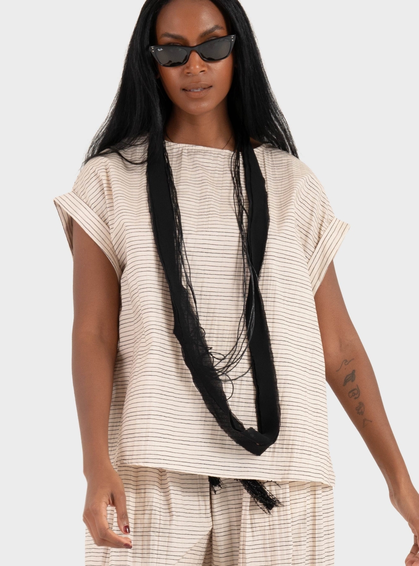 Souvenir Necklace Top - Light Beige