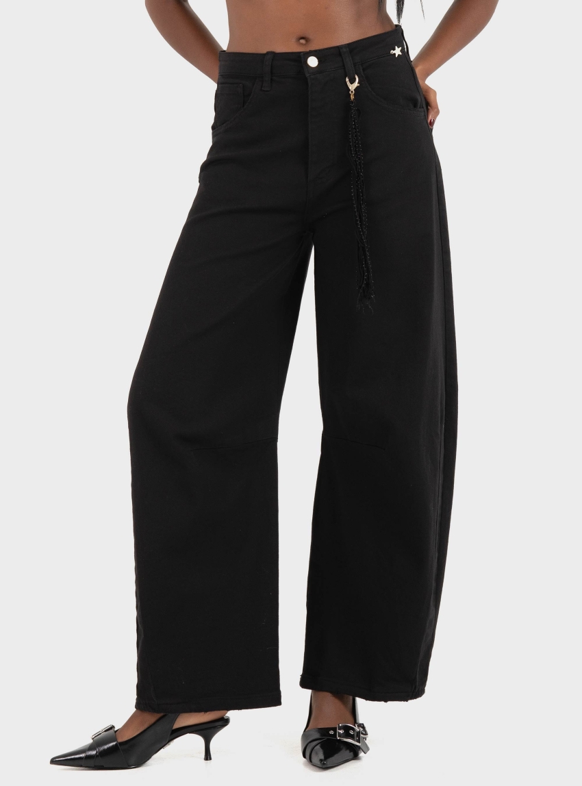 Souvenir Wide Leg Balloon Jeans - Black
